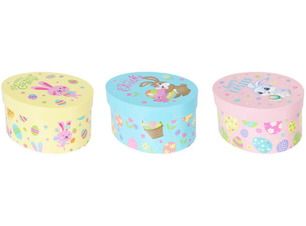 Boks eggform papir 13x16x8cm 3ass 9 stk i display 
