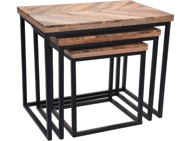 Bord sort metall m/mangotre s/3 50x32x43cm 41x30x38cm 30x28x33cm 9,9kg 