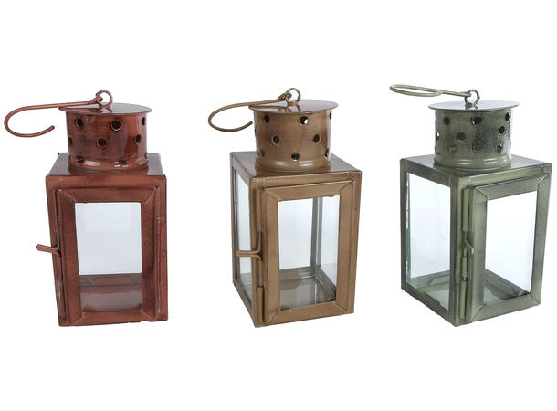 Bordlykt farget metall glass 7x13cm 3ass 