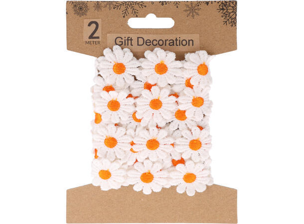 Bånd blomster bomull 2m 8ass Brett 15x11x2cm Vekt 30gr 