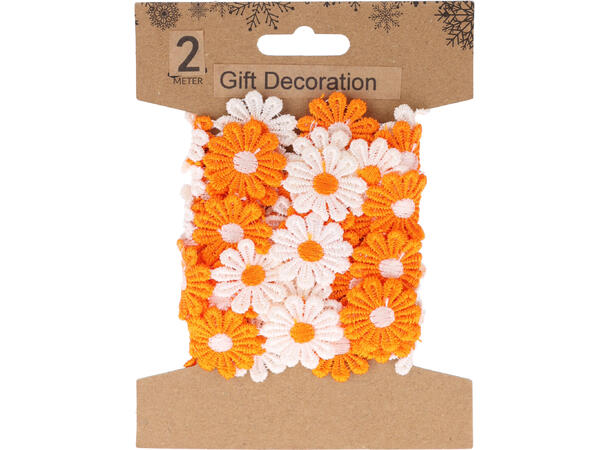 Bånd blomster bomull 2m 8ass Brett 15x11x2cm Vekt 30gr 