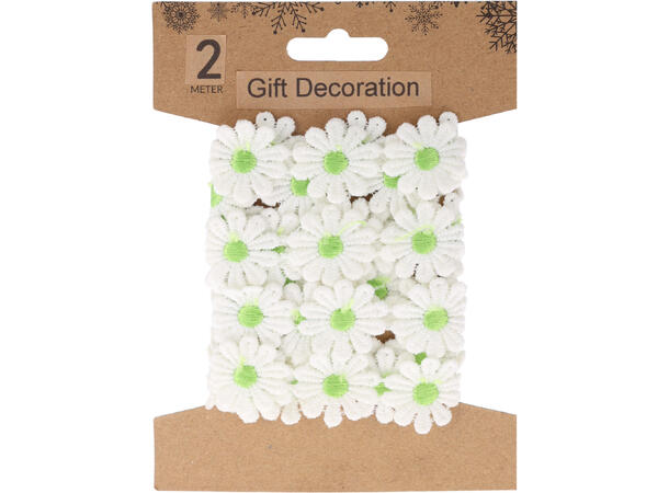 Bånd blomster bomull 2m 8ass Brett 15x11x2cm Vekt 30gr 