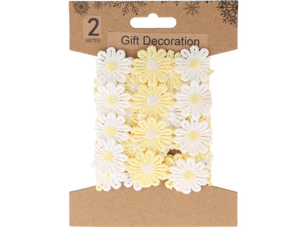 Bånd blomster bomull 2m 8ass Brett 15x11x2cm Vekt 30gr 