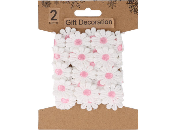 Bånd blomster bomull 2m 8ass Brett 15x11x2cm Vekt 30gr 