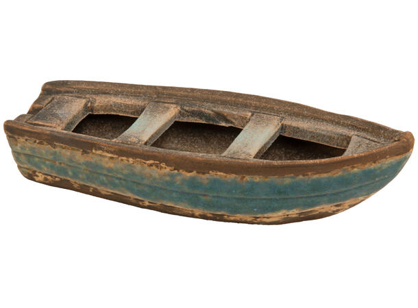 Båt robåt blå keramikk 14x5,4x4cm Forpk 6stk 