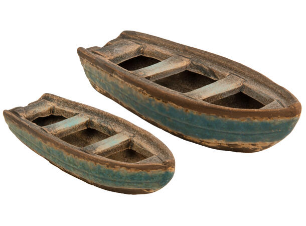 Båt robåt blå keramikk 14x5,4x4cm Forpk 6stk 