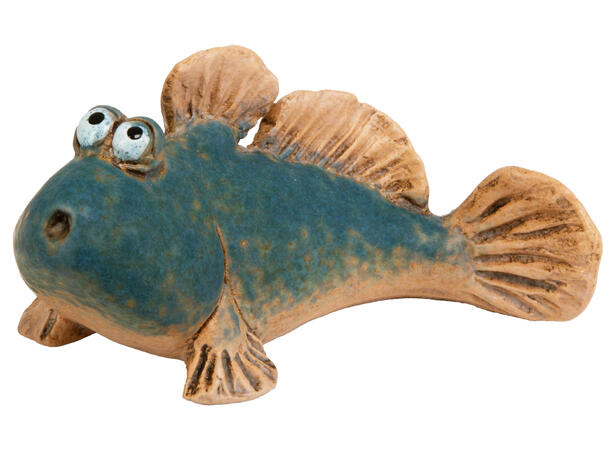 Fisk salamander blå keramikk 14x7x7cm Forpakning: 6stk 