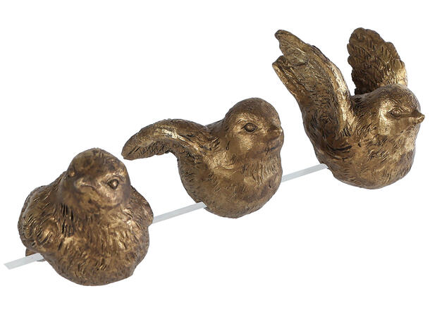 Fugl pynt til kant gull 5,5x5x7cm 3ass Polyresin 