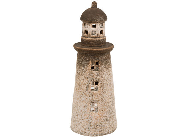 Fyrtårn telys beige keramikk 8,2x22,4cm Forpakning: 6stk 