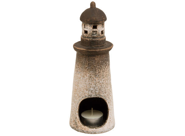 Fyrtårn telys beige keramikk 8,2x22,4cm Forpakning: 6stk 