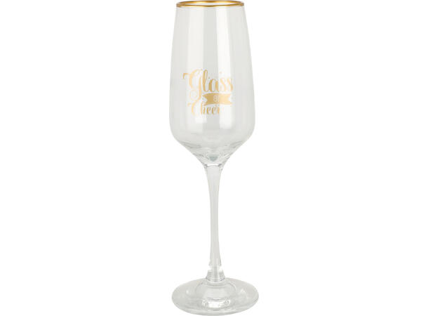Glass champagne m/tekst h:22,5cm 3ass Forpk:6stk Rommer: 195ml 