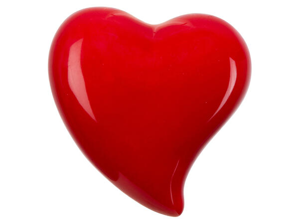 Hjerte porselen rød 6x7x3cm 