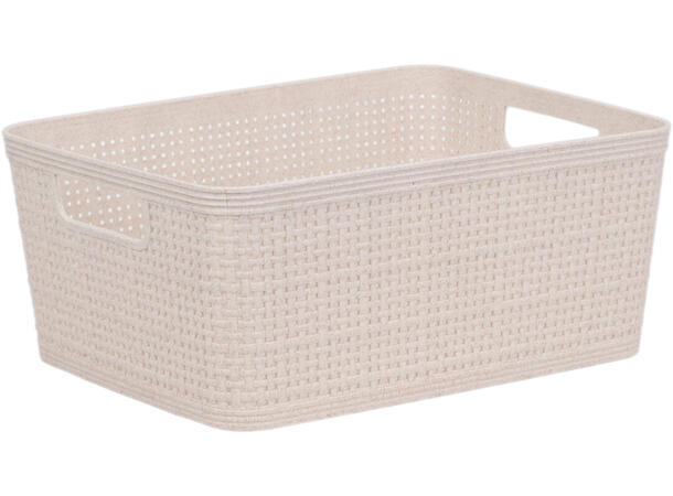 Kurv beige rute design PP 25x19x10cm s/2 Vekt:160gram pr stk 