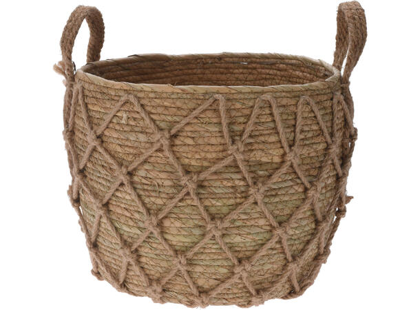 Kurv rund flettet bambusblad s/3 23x20,30x24cm,33x26cm 