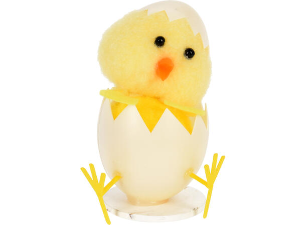 Kylling i egg gul h:9cm 4ass 12stk i display 