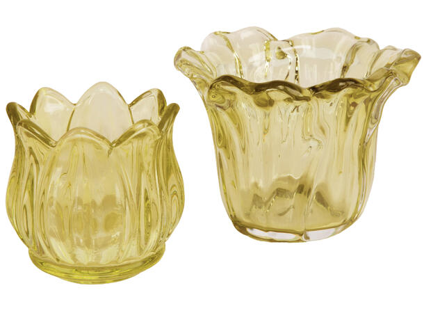 Lysestake telys blomst grønn 10x10x8cm 