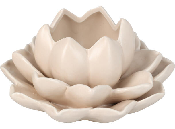 Lysestake telys lotus matt 13x6cm 4ass Forpk:12stk.Hvit,sand,grønn,rosa 500gram 