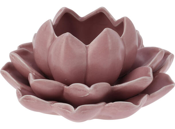 Lysestake telys lotus matt 13x6cm 4ass Forpk:12stk.Hvit,sand,grønn,rosa 500gram 