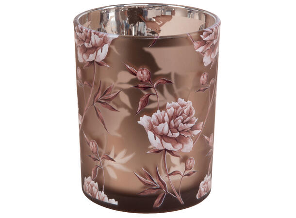 Lysglass peoner rosa/gråbrunt 10x12,5cm 