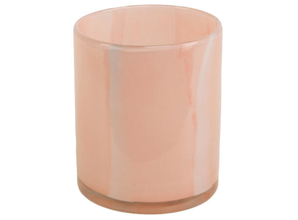 Lysglass stripet matt rosa 8,5x8,5x10cm Forpakning: 4stk 