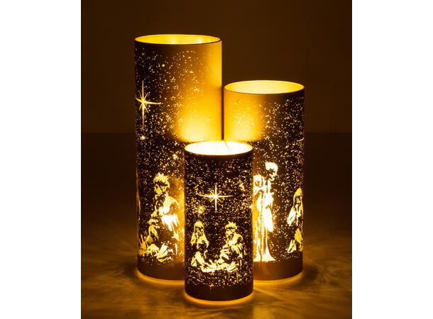 Lyslykt LED Krybbe Beige 8x20cm Batteri: AAx2 Timer 6/18t 15 ledpærer 