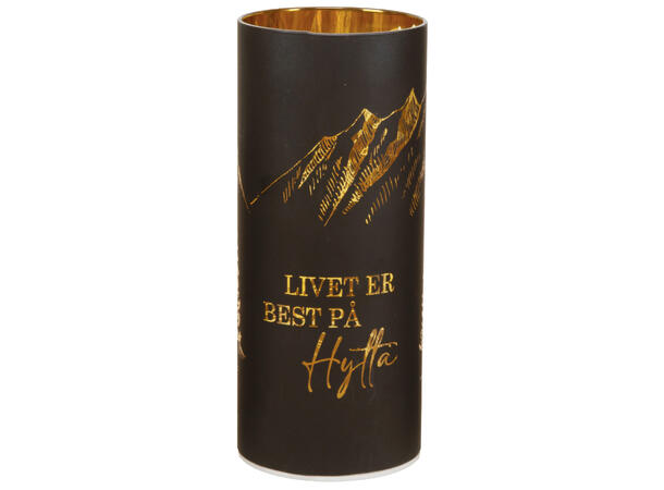 Lyslykt LED Livet på hytta sort 8x20cm Batteri: AAx2 Timer 6/18t 15 ledpærer 