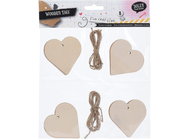 Merkelapp etikett s/8stk 4ass FSC 100% tre Pose 20x18,0,5cm 