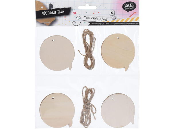 Merkelapp etikett s/8stk 4ass FSC 100% tre Pose 20x18,0,5cm 