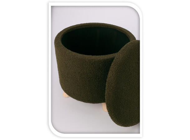 Puff oppbevaring olivengrønn 40x37cm Vekt:3kg Polyesterstoff 