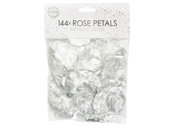 Roseblad strø 144stk metallisk sølv Pakke: 21x15x1cm 144stk Polyesterstoff 