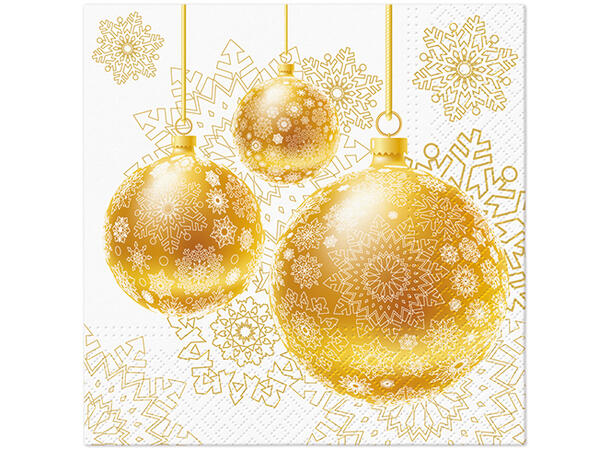 Serviett Gull Ornamental Baubles Lunsjserviett 20 stk 3-lags 33x33cm 