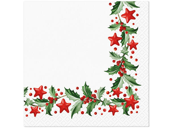 Serviett Holly And Stars Lunsjserviett 20 stk 3-lags 33x33cm 