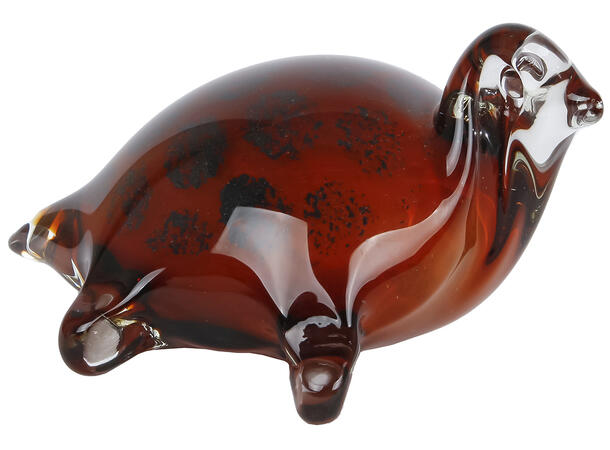 Skillpadde glass rødlig/sort 14x11x7cm 
