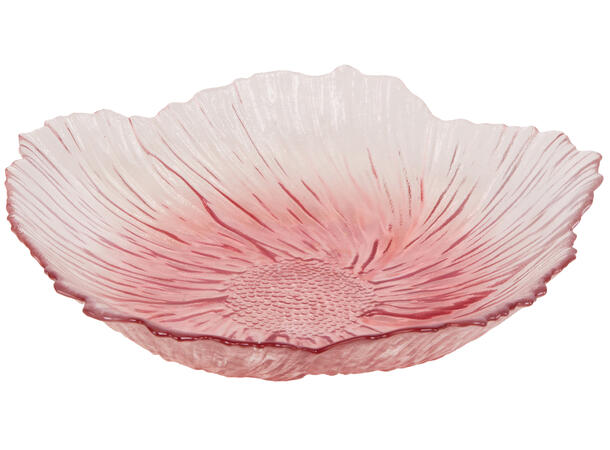 Skål blomst glass klar/rosa 20,5x5cm 