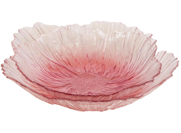 Skål blomst glass klar/rosa 20,5x5cm 