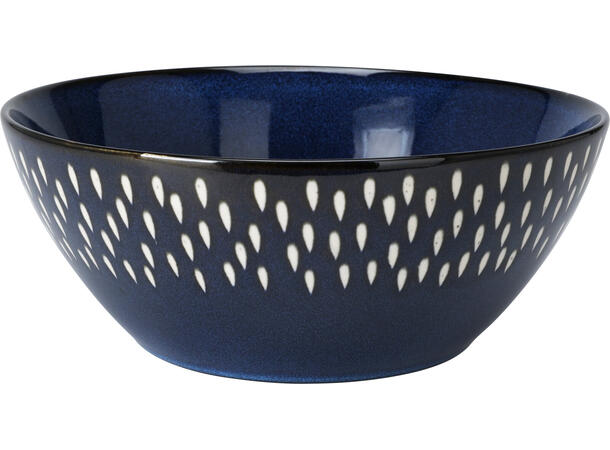 Skål mørk blå m/dots keramikk 23x9cm 1900ml 