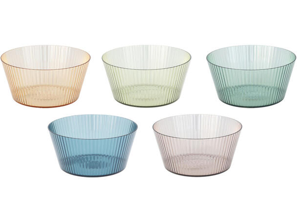 Skål stripet PS 15x7cm 800ml 5ass Forpk: 48stk Rosa,beige,grønn,blå,m.blå 