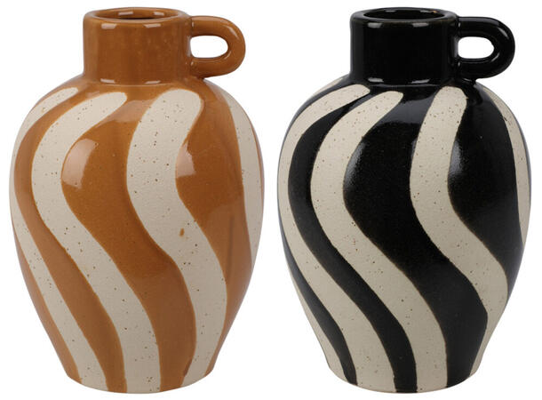 Vase keramikk 13x19cm brun/sort 2ass Vekt:700gram 