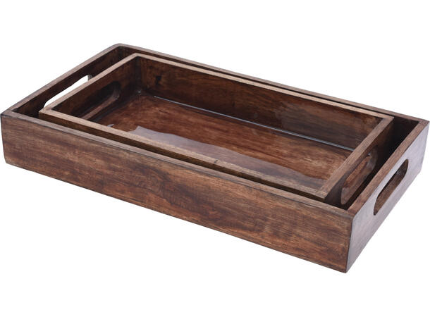 Brett mangotre mørkbrun klar emalje s/2 28x25x6,5 42x28x7,5cm 