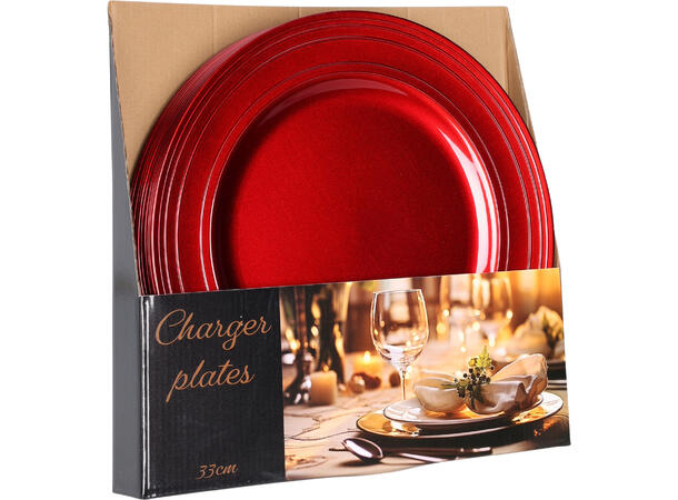 Dekketallerken rød d:33cm Display 12stk 