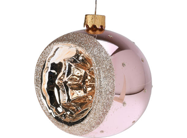 Julekule rund reflektor 8cm 3ass Display 12stk Munnblåst assortert 