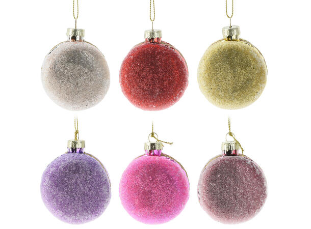 Juletrepynt Macron glass 6,5cm 6ass Display 24stk 