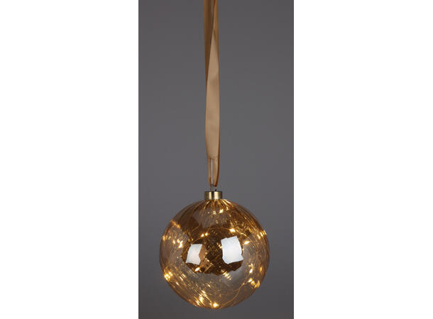 Kule amber glass gullbånd 15 LED D:15cm Batteri: 2xAA ikke inkludert Timer:6/18 
