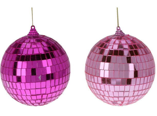 Kule rosa disco/speilkule 10cm 2ass Display 12stk 
