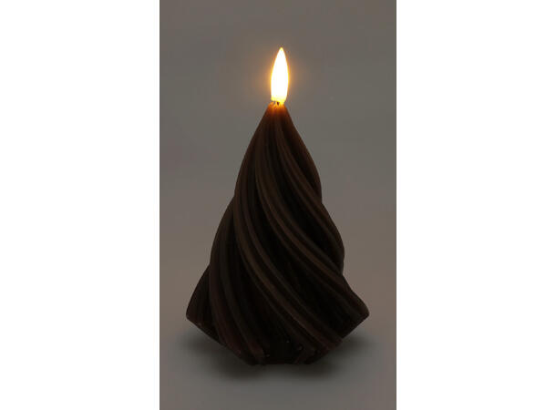 LED Stearinlys Juletre vridd brunt 13cm Batteri:1xCR2032 Inkl Timer:6/18timer 