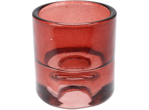 Lysestake glass 5,5x6cm rosa/burgun 2ass 