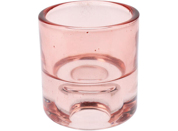 Lysestake glass 5,5x6cm rosa/burgun 2ass 