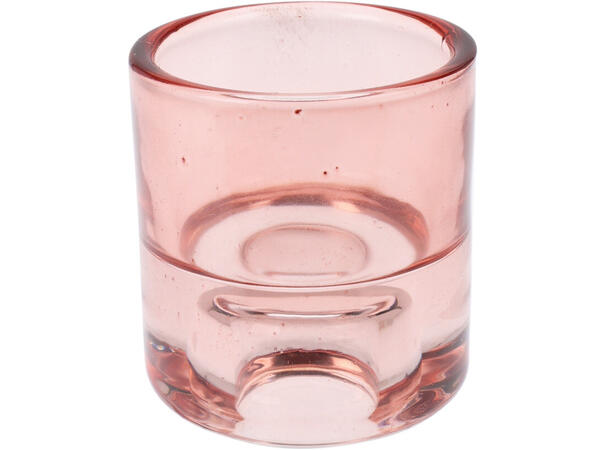 Telysestake glass 5,5x6cm rosa/burg 2ass Display: 24stk 
