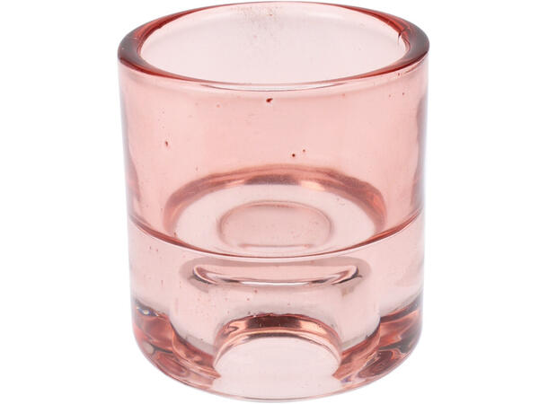 Telysestake glass 5,5x6cm rosa/burg 2ass Display: 24stk 