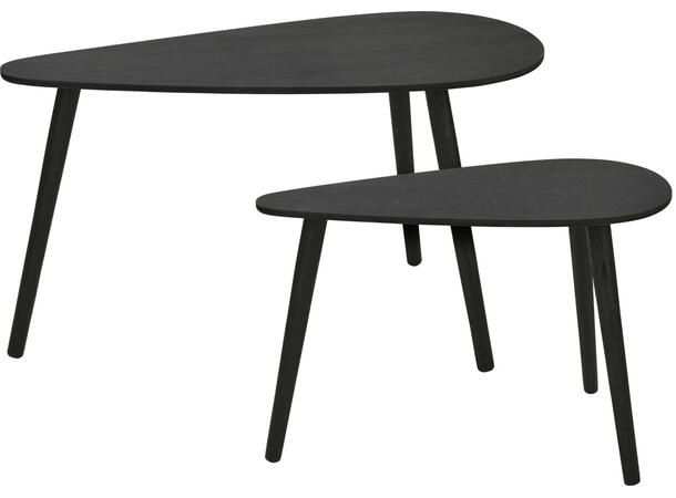Bord sidebord sort foliert MDF s/2 60x30x35,80x40x40cm 